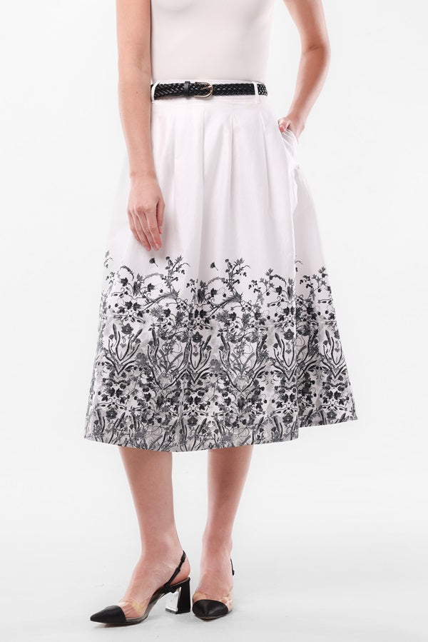 Umbre Pleated Floral Midi Skirt White – Minimal Store ID
